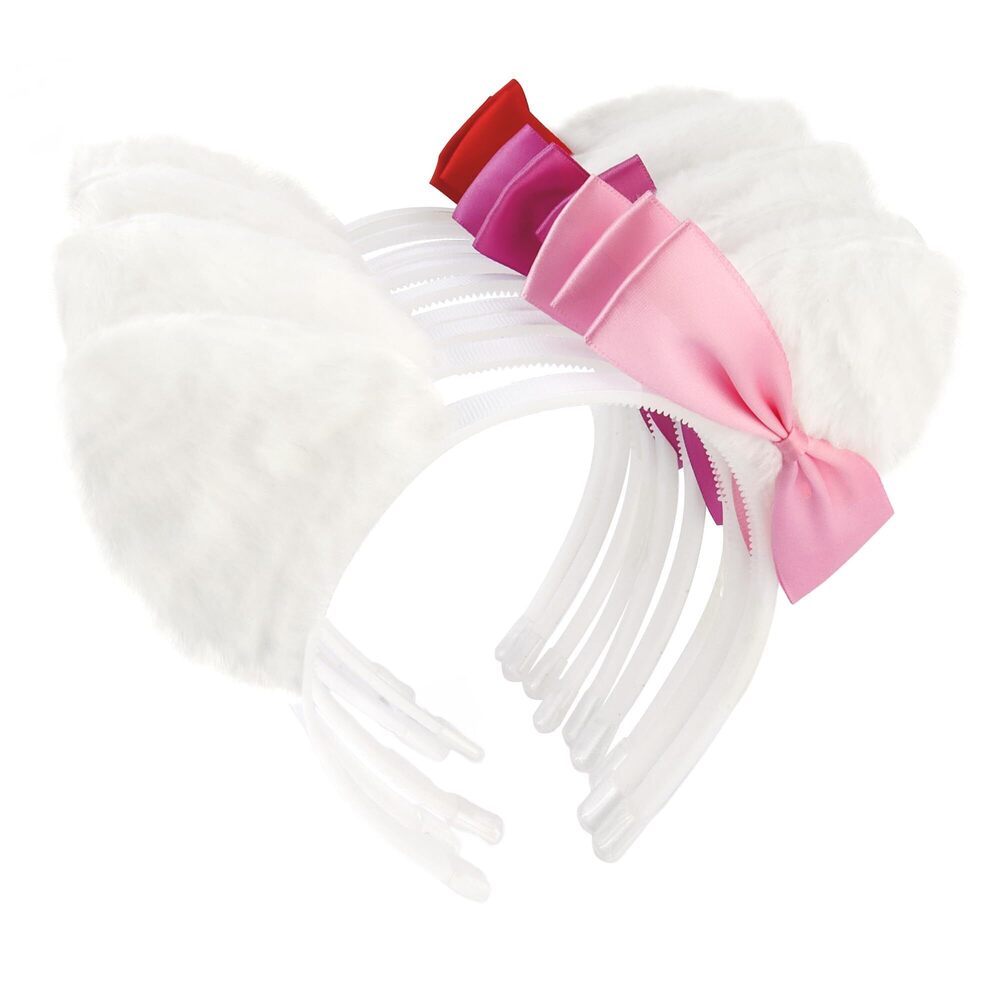 3193 12Pcs Cat Ears Headbands Party Decorations Hot Pink Red Bow Kitty